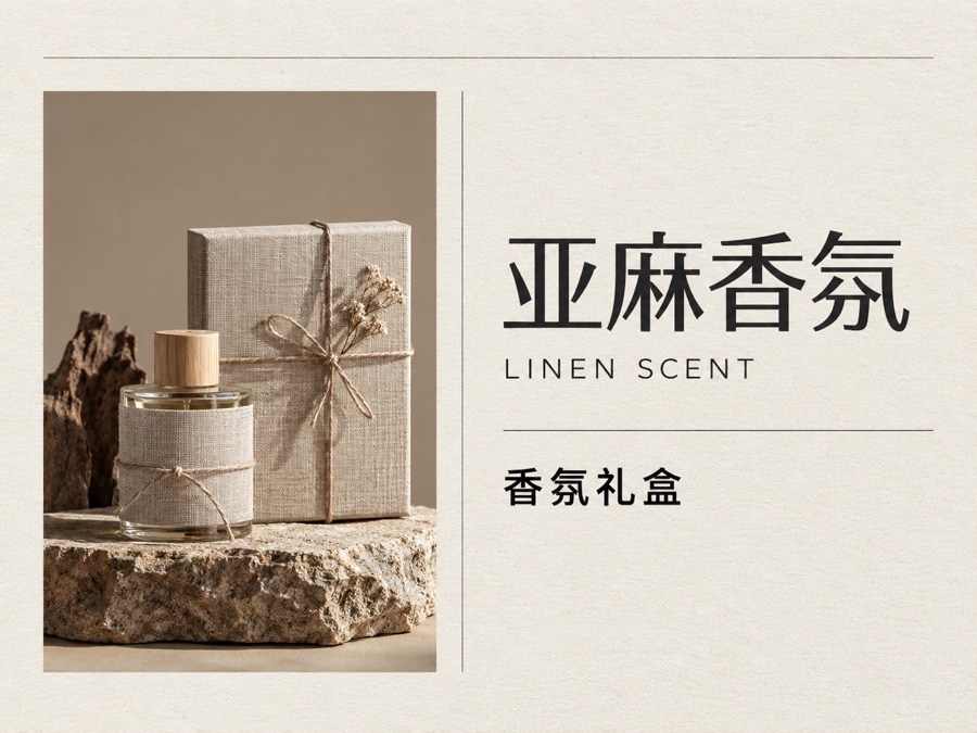 亚麻香氛礼盒 · AI 生成样图