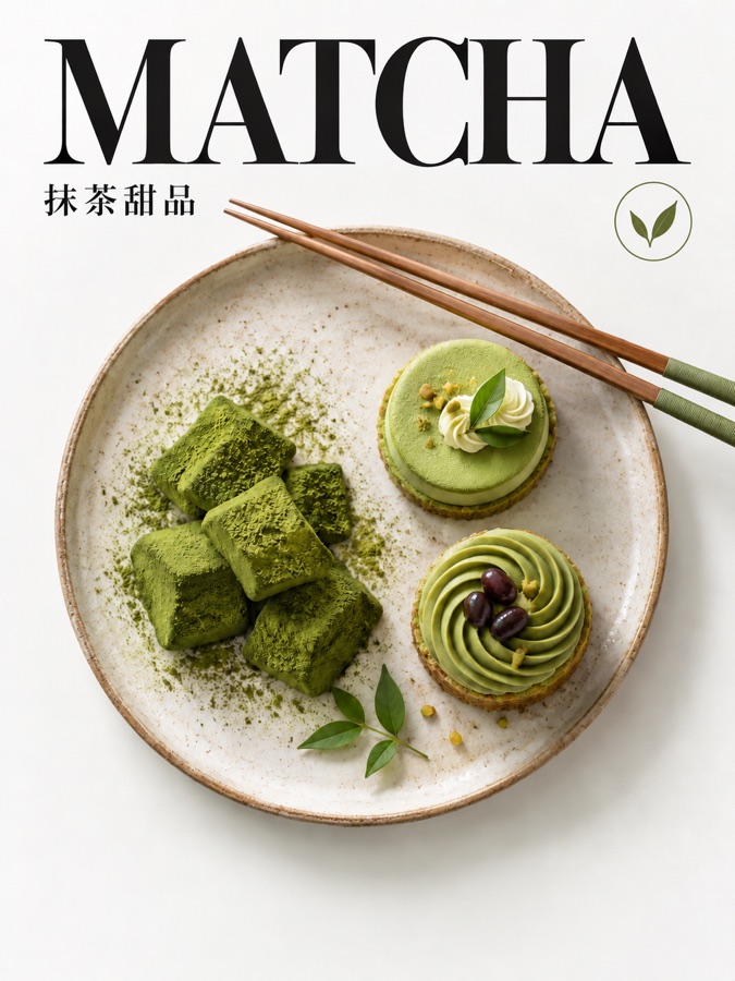 日式抹茶甜品 · AI 生成样图