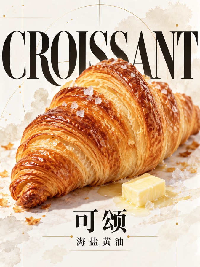 海盐黄油可颂 · AI 生成样图