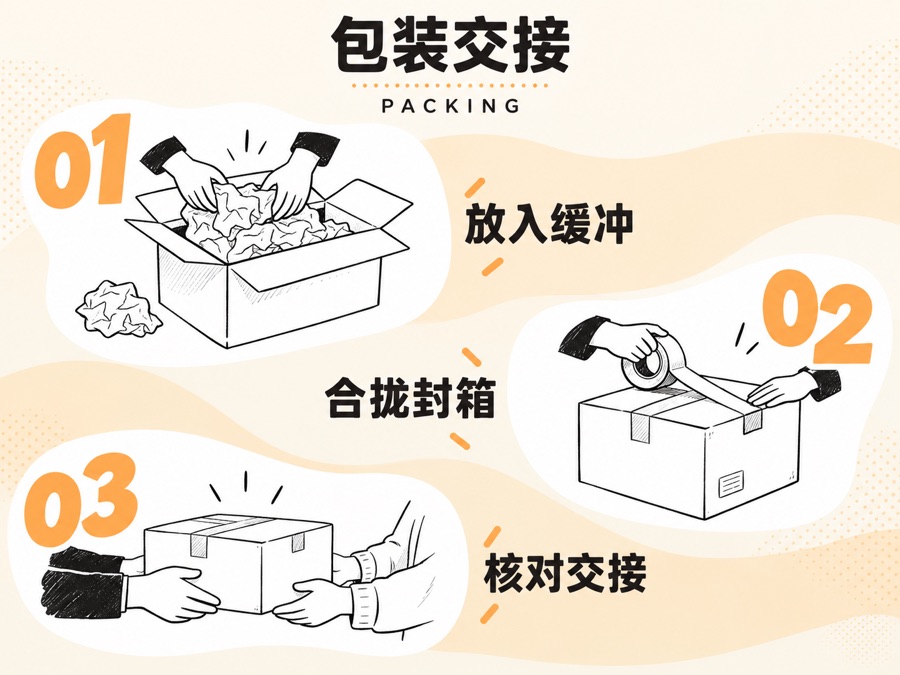 包装交接图解 · AI 生成样图