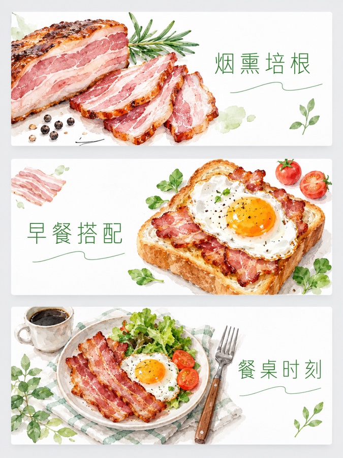 烟熏培根早餐 · AI 生成样图