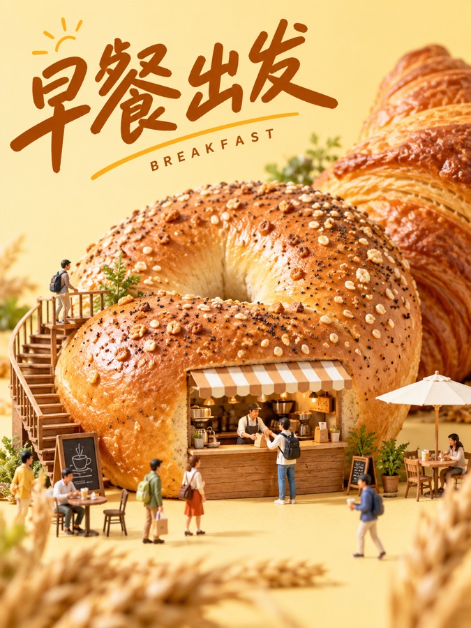 城市早餐外带 · AI 生成样图