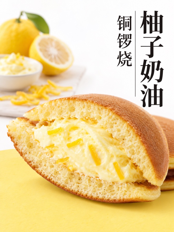 柚子奶油铜锣烧 · AI 生成样图