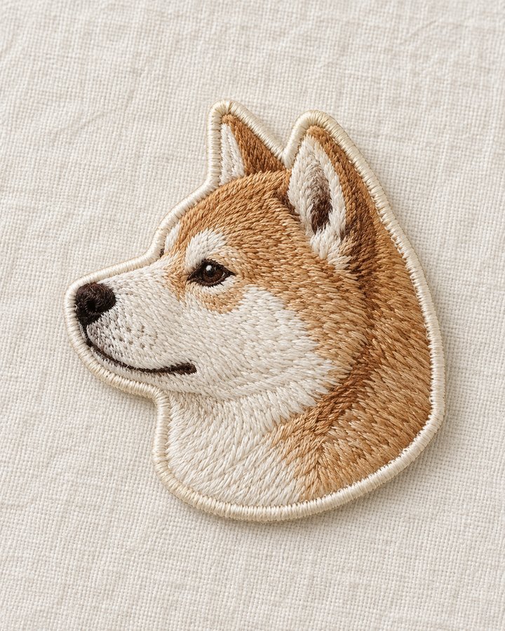 刺绣犬徽章 · AI 生成样图